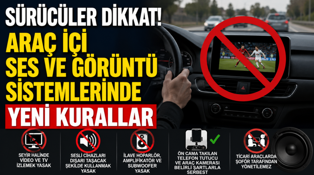 Sürücülere Yeni Düzenleme: Araç İçi Ses ve Görüntü Sistemlerinde Kurallar Değişti