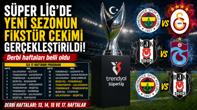 Fikstür çekildi: Süper Lig’de derbi haftaları belli oldu!
