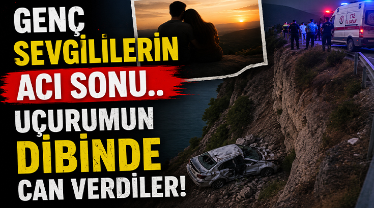 Genç sevgililerin acı sonu.. Uçurumun dibine yuvarlanan araçta can verdiler!
